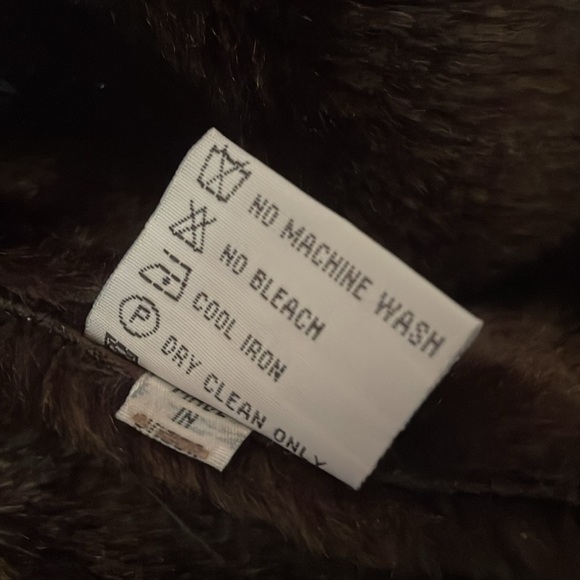 Pristine USA faux fur lined Suede Sherpa brown jacket size L - Picture 12 of 13